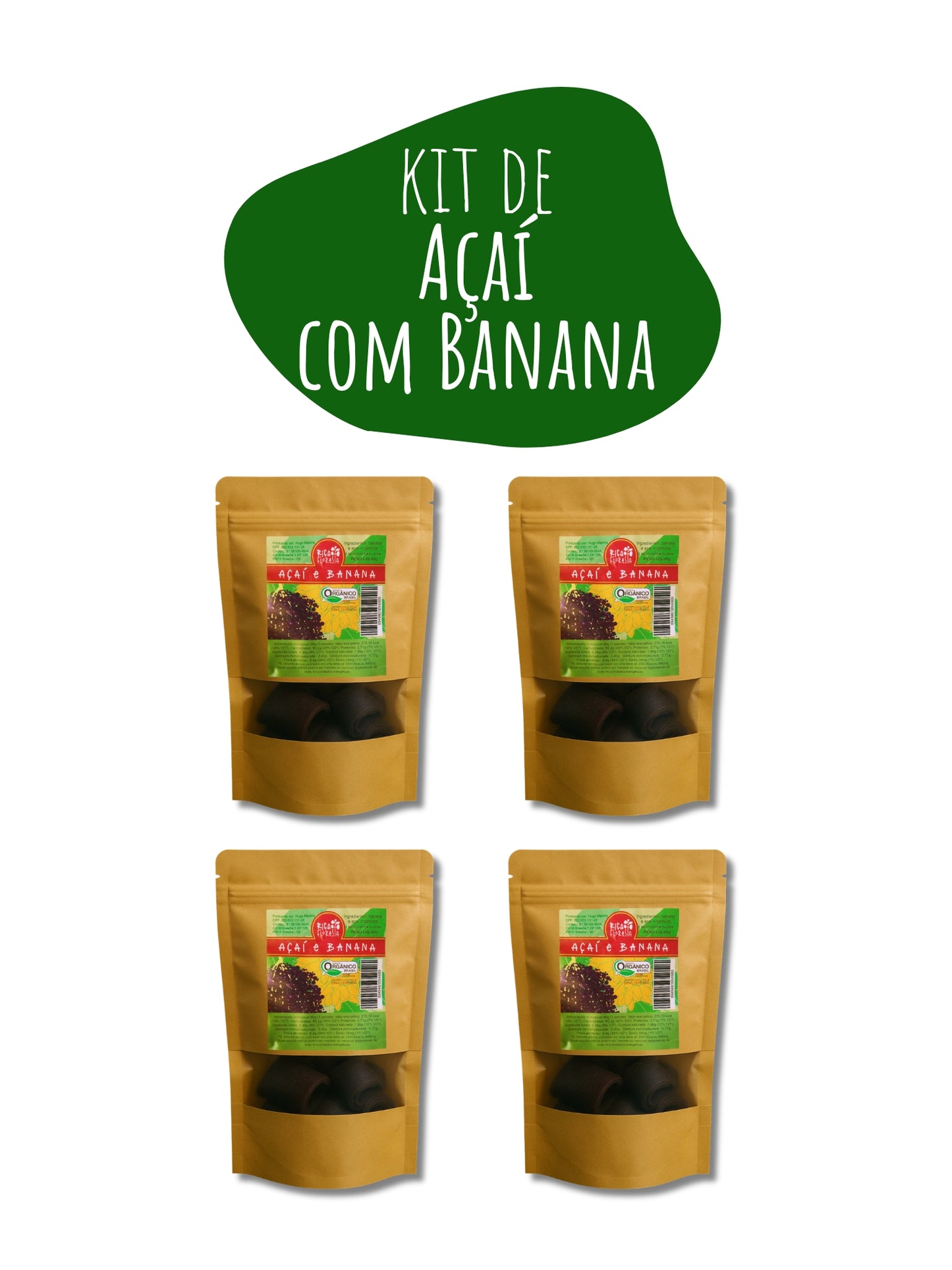 Kit 4 Pacotes | Açaí com Banana Orgânico 80g