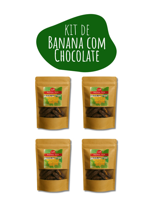 Kit 4 Pacotes | Banana Passa com Chocolate Orgânico 80g